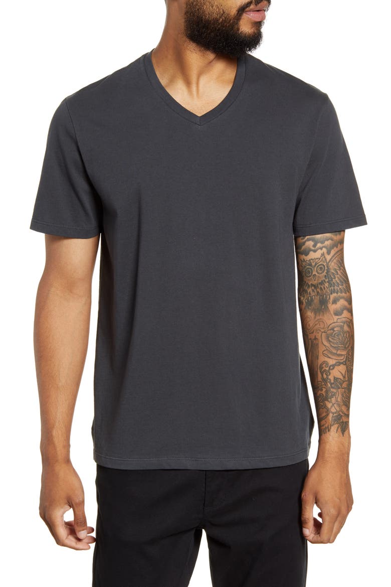 Regular Fit Garment Dyed V-Neck T-Shirt, Main, color, WASHED BLACK