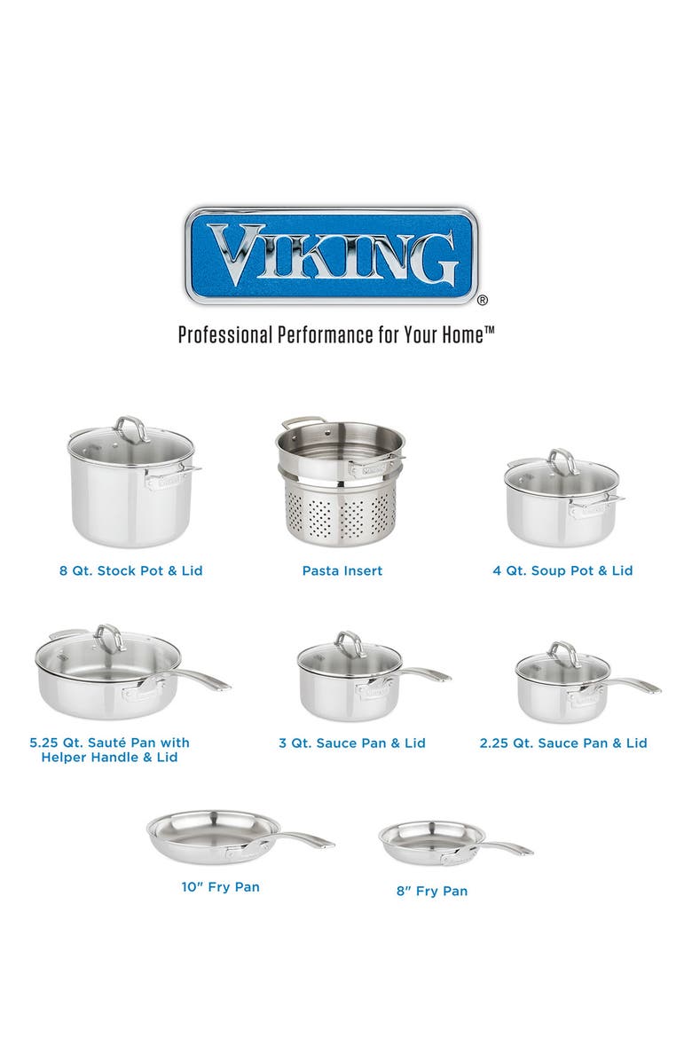 Viking 13-Piece 3-Ply Stainless Steel Cookware Set, Alternate, color, Stainless Steel