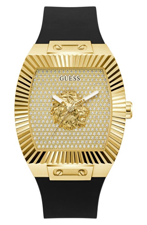Lion Glitz Silicone Strap Watch, 43mm