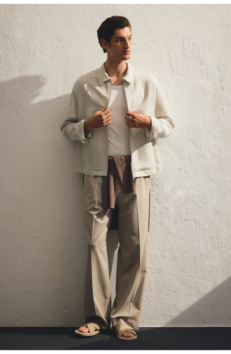 H&M Regular Fit Linen-blend Jacket, Alternate, color, Light Beige