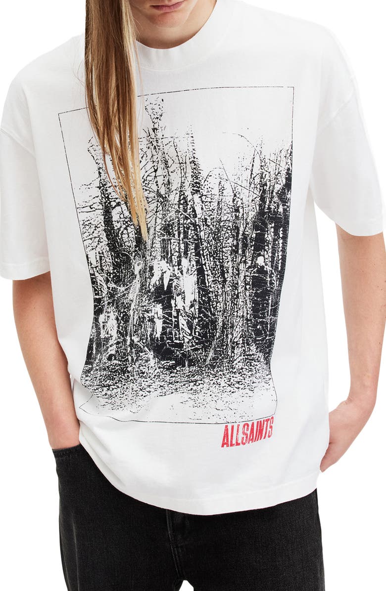 AllSaints Bracken Cotton Graphic T-Shirt, Main, color, Chalk White