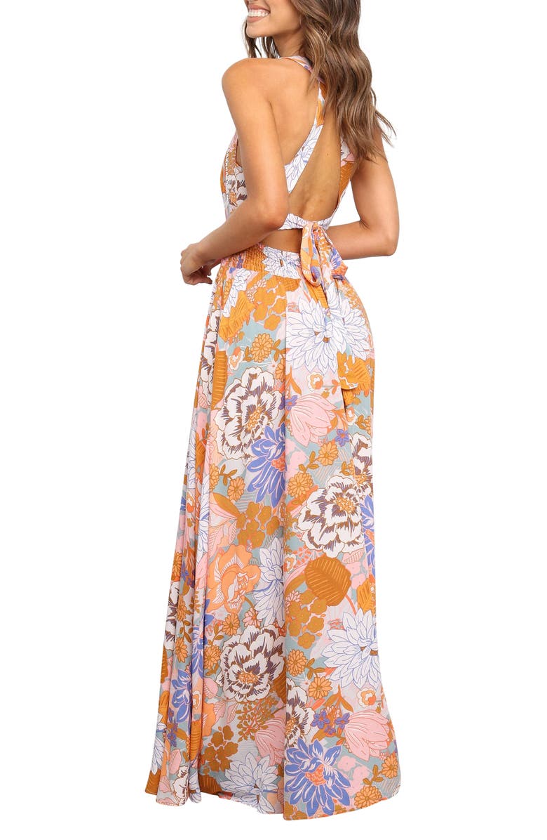 Petal & Pup Newell Floral Halter Maxi Dress, Alternate, color, Orange