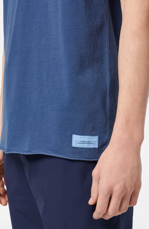 Scotch & Soda Relaxed Fit Raw Edge T-shirt In Blue