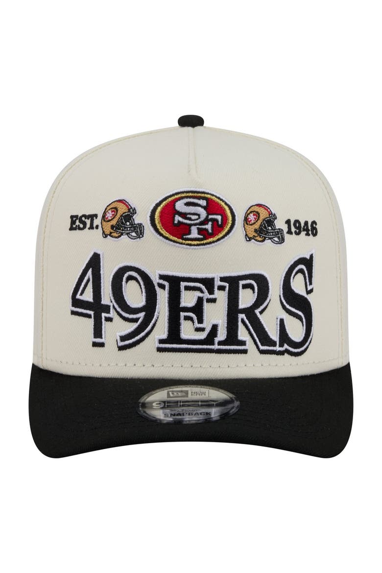 Men's New Era  Cream/Black San Francisco 49ers A-Frame 9FIFTY Snapback Hat, Alternate, color, Cream