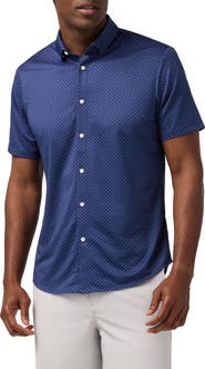Mizzen+Main Halyard Trim Fit Dot Short Sleeve Performance Button-Up Shirt
