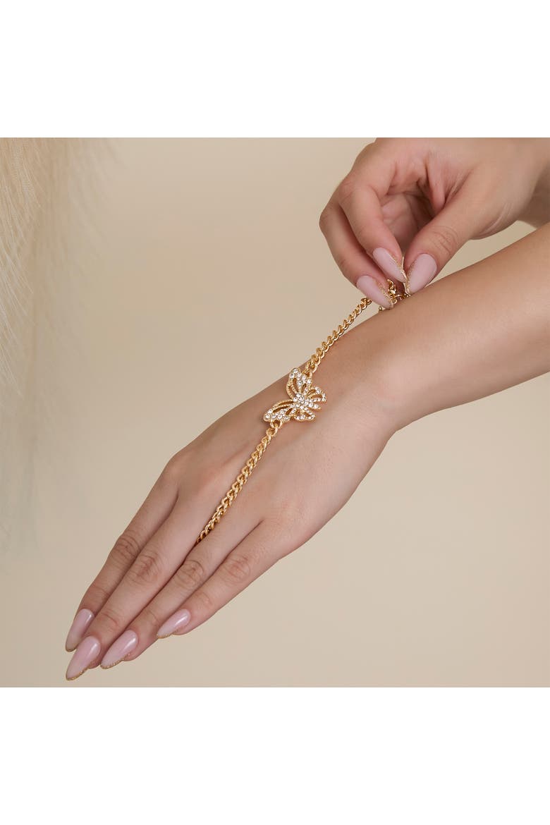 Gold-Tone Butterfly Crystal Chain Bracelet, Alternate, color, Gold