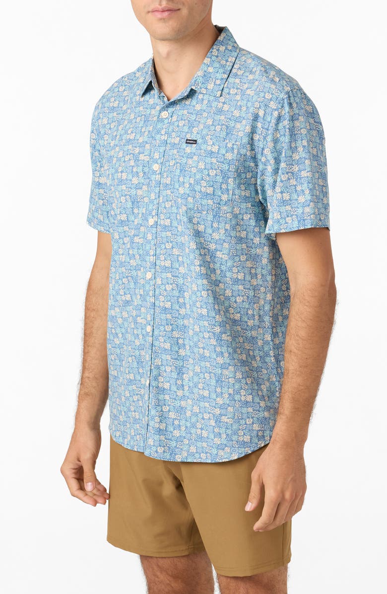 O'Neill Oasis Eco Floral Short Sleeve Button-Up Shirt, Alternate, color, Copen Blue