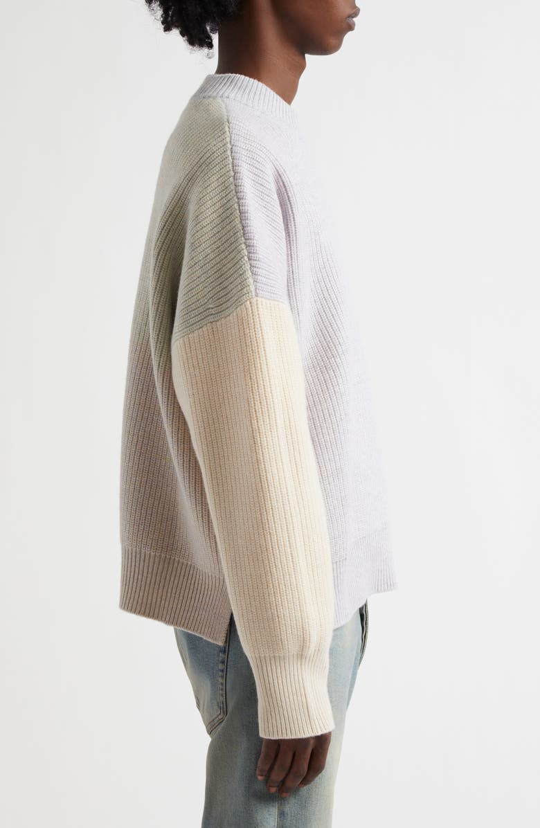 Waste Yarn Project Laerke Colorblock One of a Kind Crewneck Sweater, Alternate, color, Tonal White/ Beige/ Grey