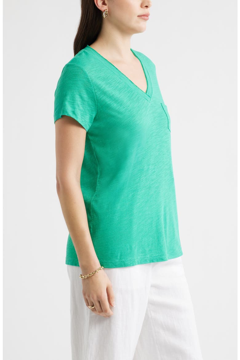 Cotton & Modal V-Neck T-Shirt, Alternate, color, GREEN EASE