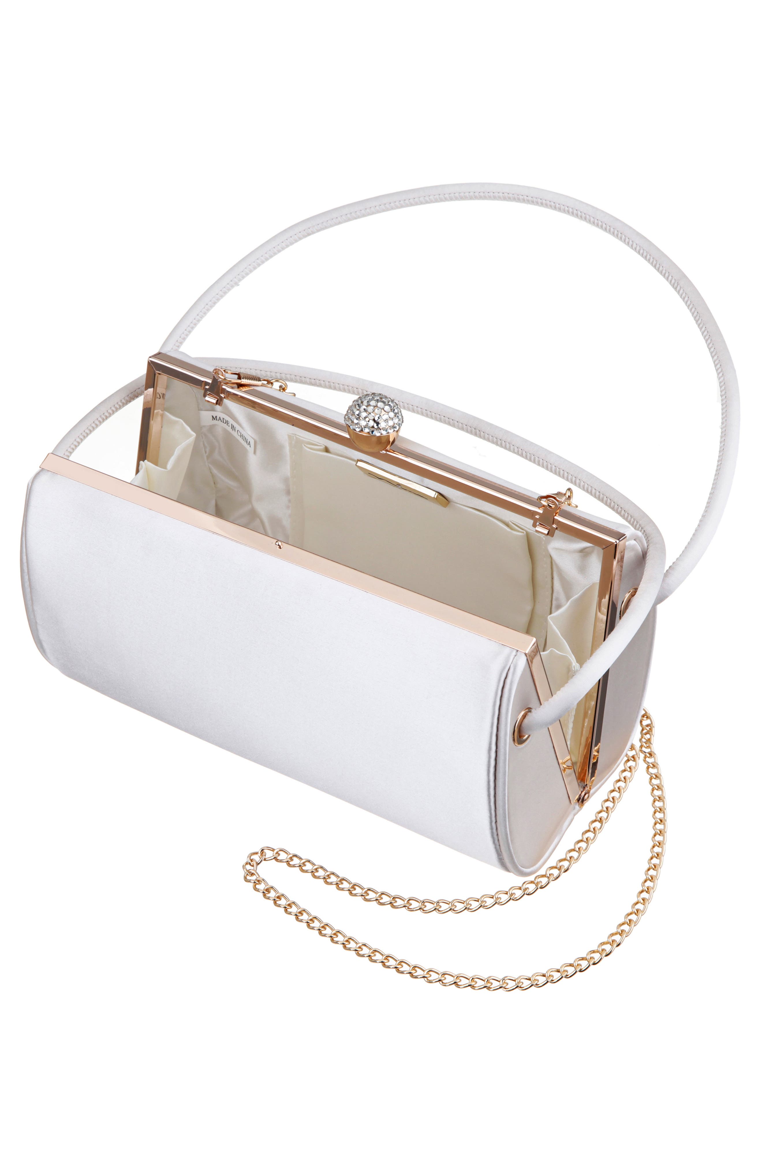 Khalani Satin Clutch, Alternate, color, IVORY