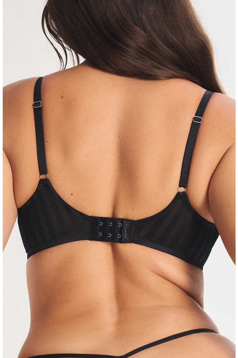 Show 'n' Tell Stripe Unlined Demi Bra, Alternate, color, BLACK CAVIAR
