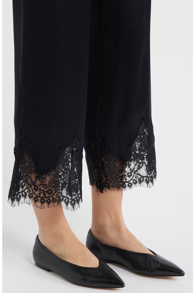 Carolina Silk Lace Hem Pant, Alternate, color, BLACK