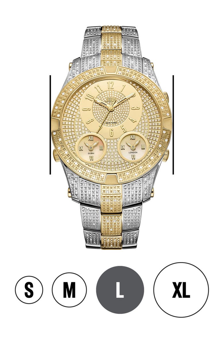 JBW Jet Setter III Diamond Bracelet Watch, 46mm, Alternate, color, Two-Tone