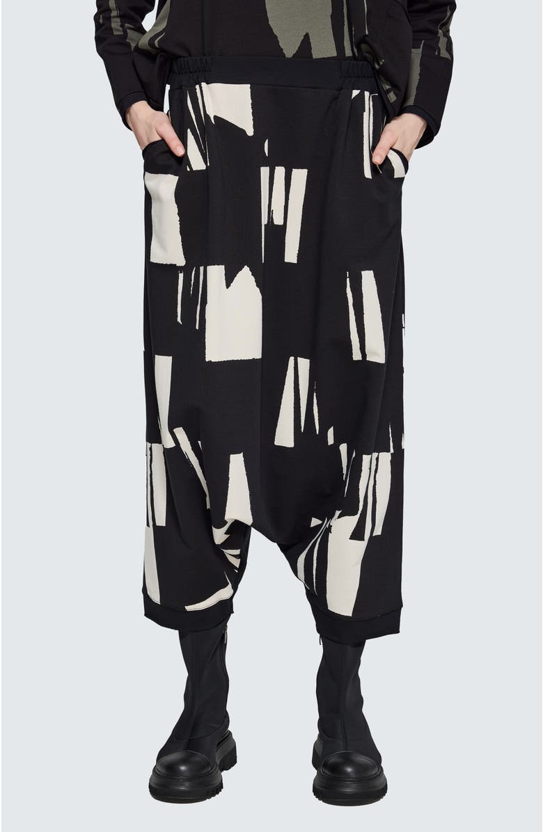 LUUKAA Livia Printed Balloon Pants, Main, color, Ivory Black