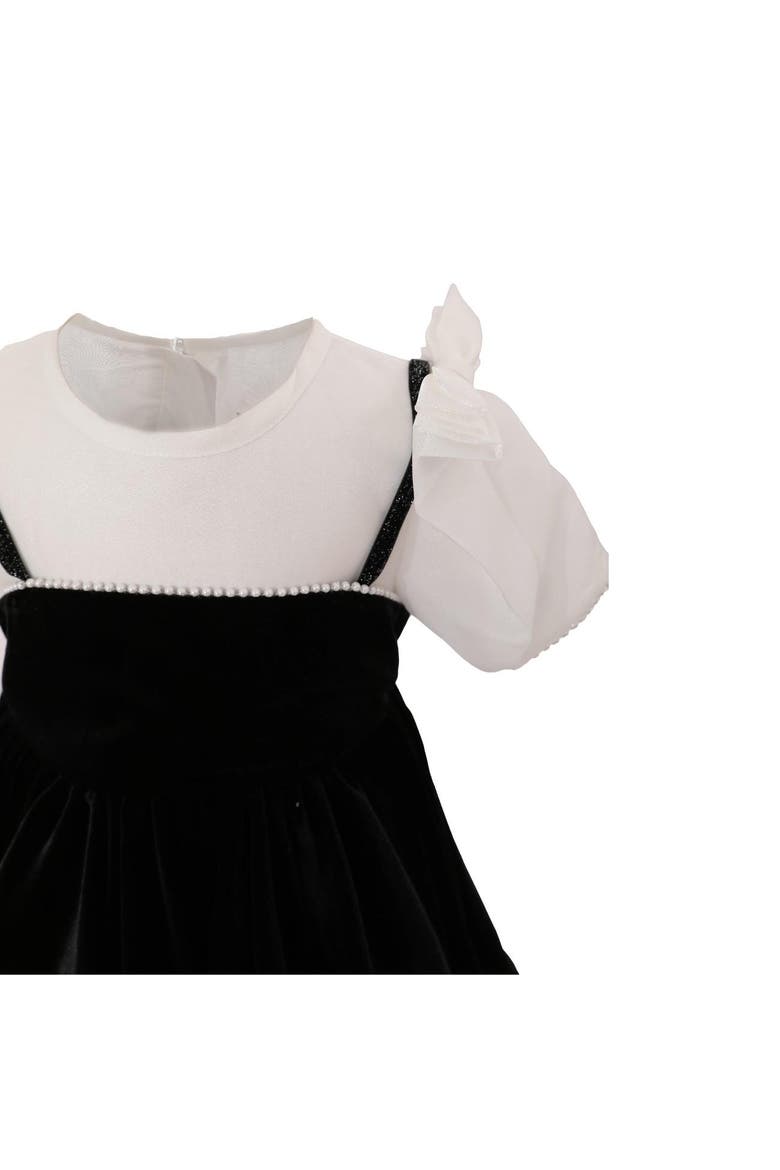 Onyx Velvet Bow Dress, Alternate, color, Black