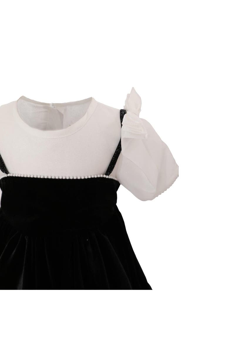 Tulleen Onyx Velvet Bow Dress, Alternate, color, Black