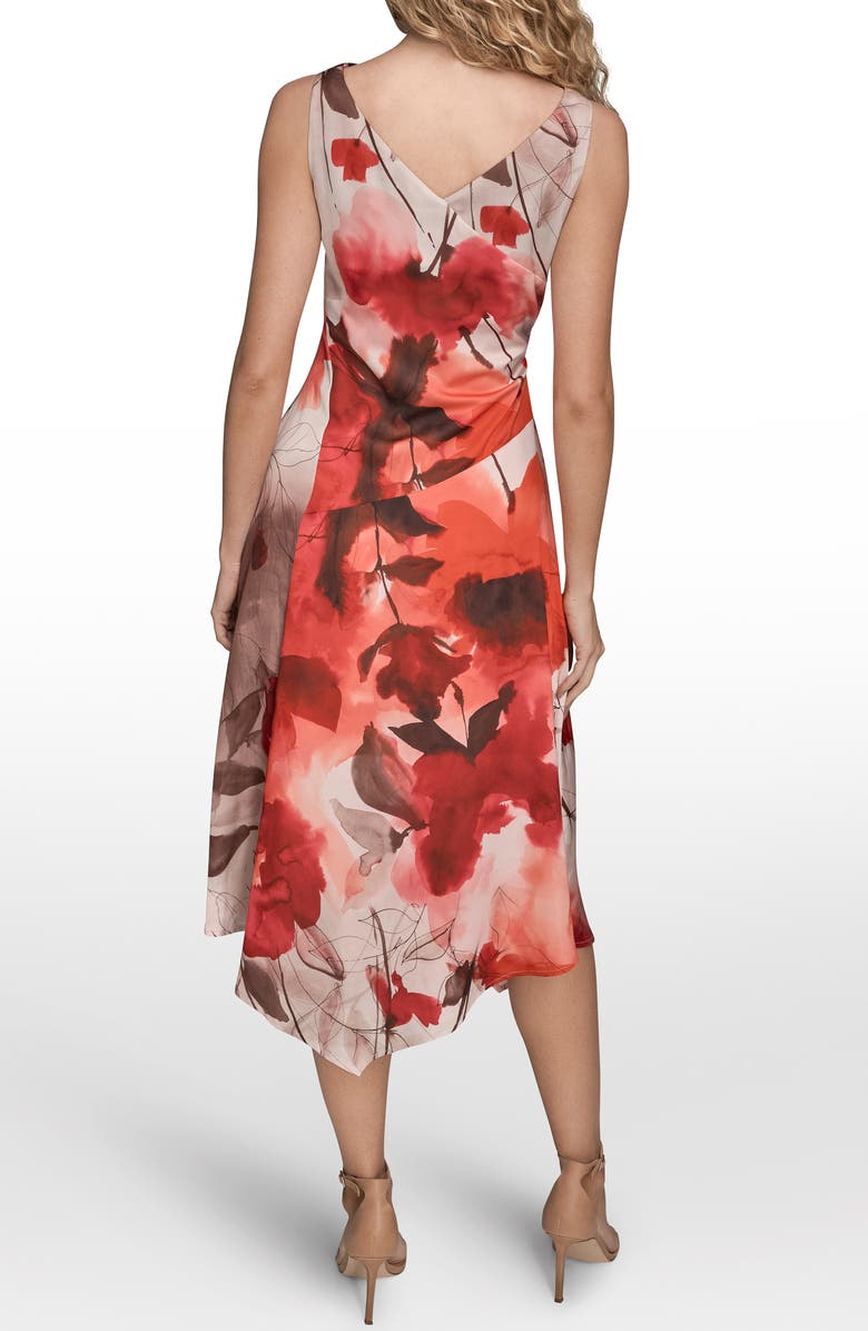 Donna Karan New York Floral Satin Dress, Alternate, color, Magenta Multi