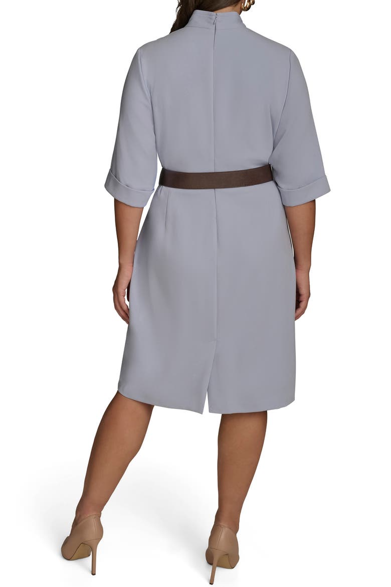 Belted Cady Sheath Dress, Alternate, color, GLACIAL BLUE