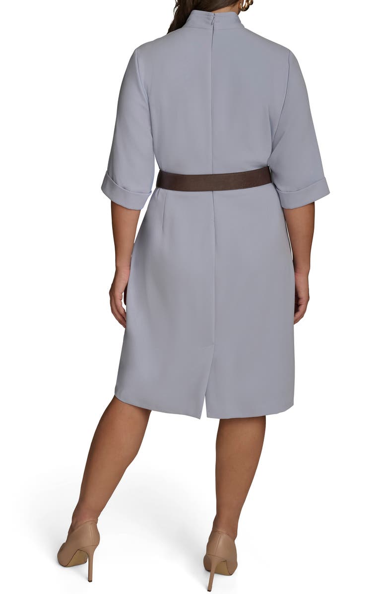 DONNA KARAN Belted Cady Sheath Dress, Alternate, color, Glacial Blue