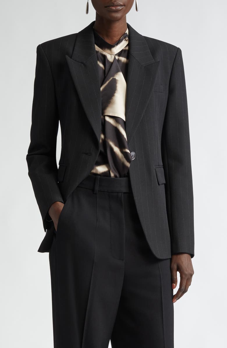 ST. JOHN Pinstripe One-Button Blazer, Main, color,