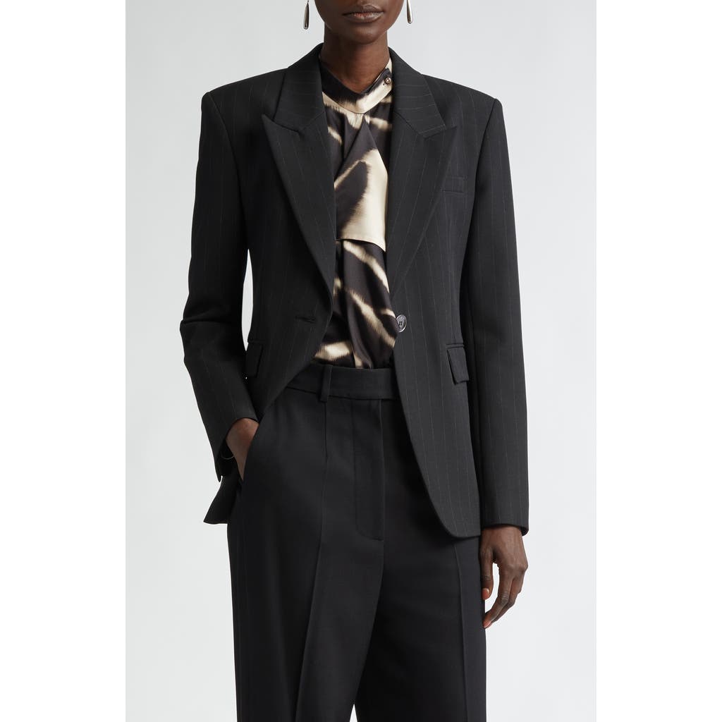 St John St. John Collection Pinstripe One-button Blazer In Black