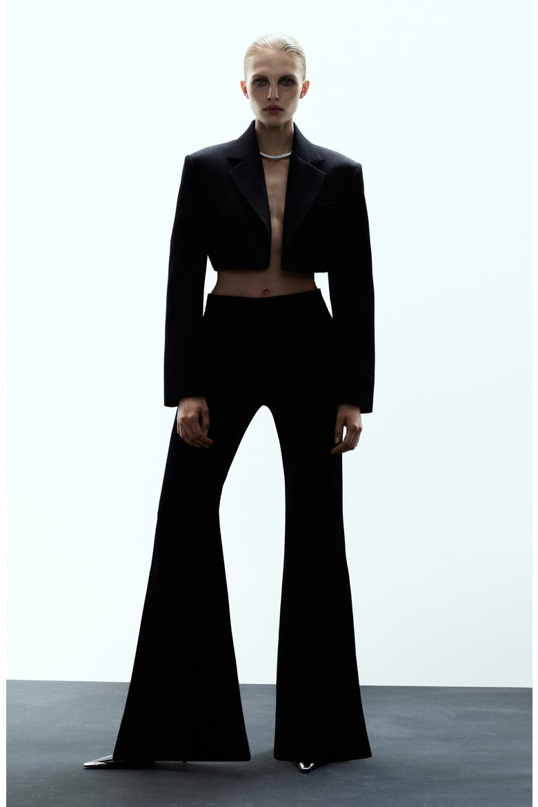 x Kaia Gerber Wool Flare Leg Dress Pants, Alternate, color, BLACK