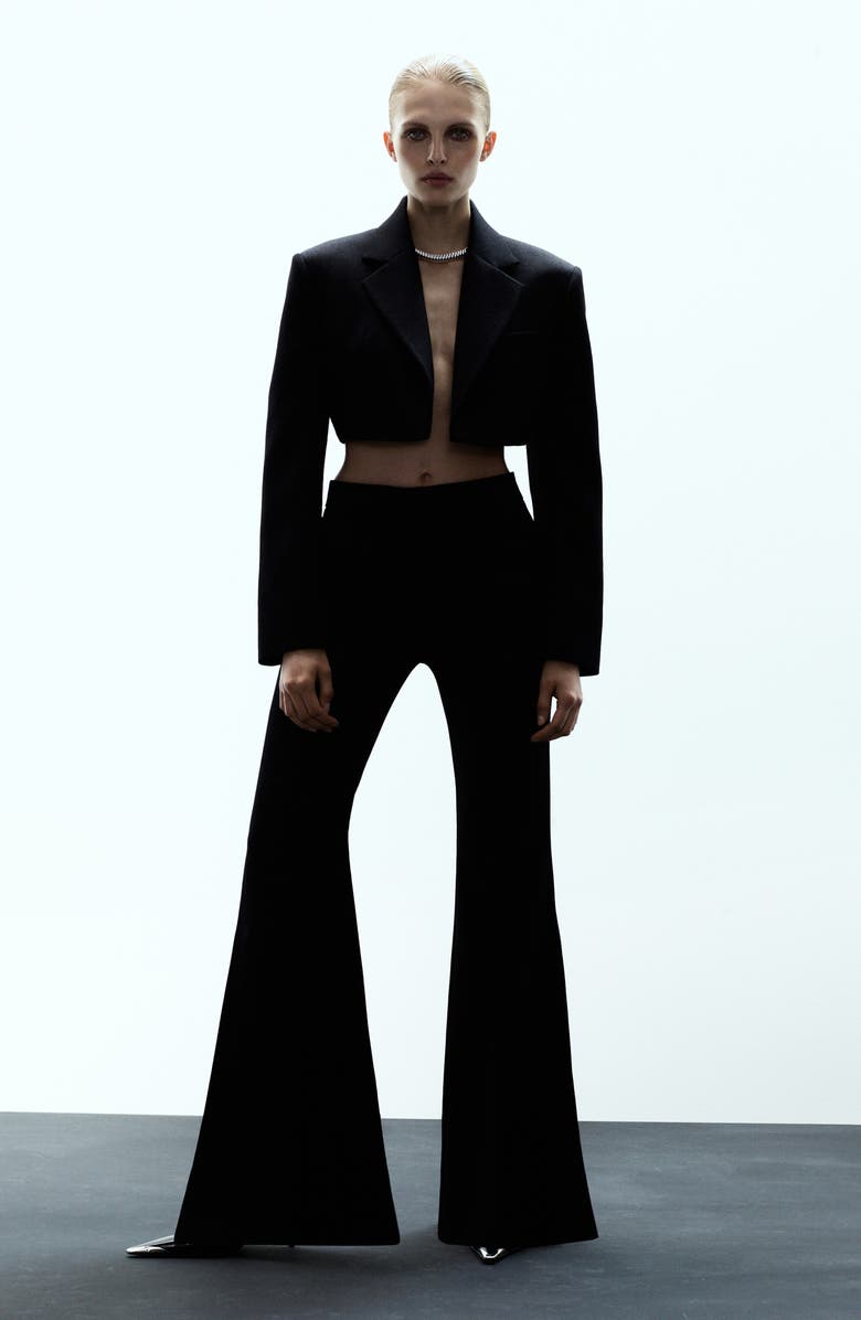 MANGO x Kaia Gerber Wool Flare Leg Dress Pants, Alternate, color, Black