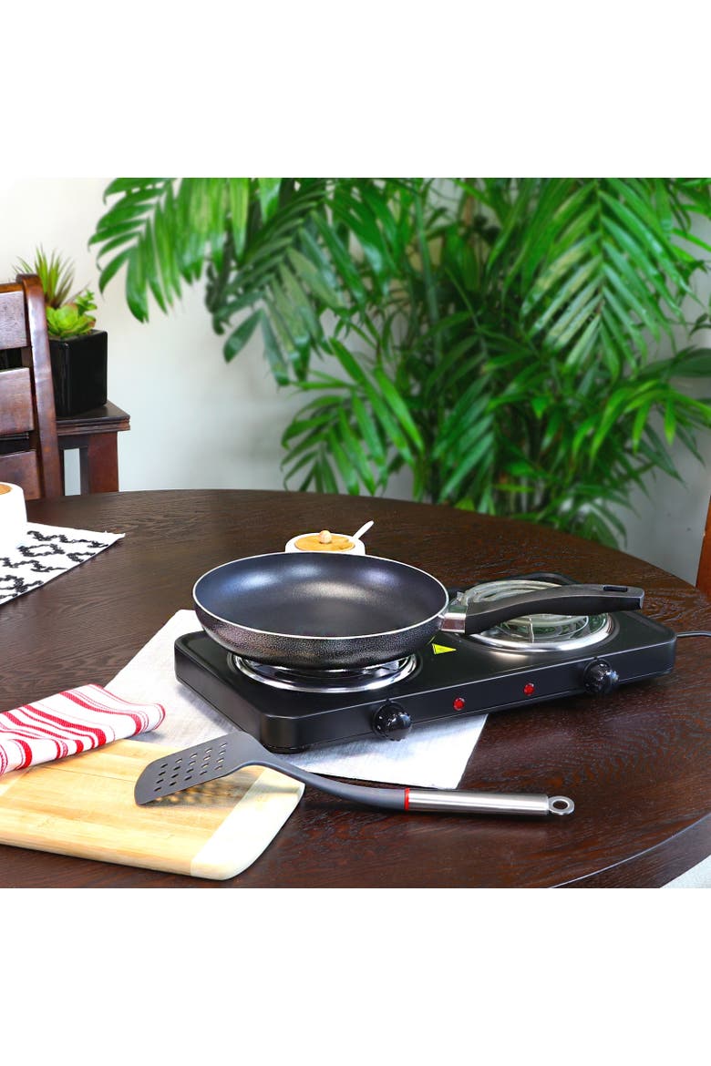 Clairborne 9.5 Inch Aluminum Hammer Tone Frying Pan, Alternate, color, Charcoal Grey