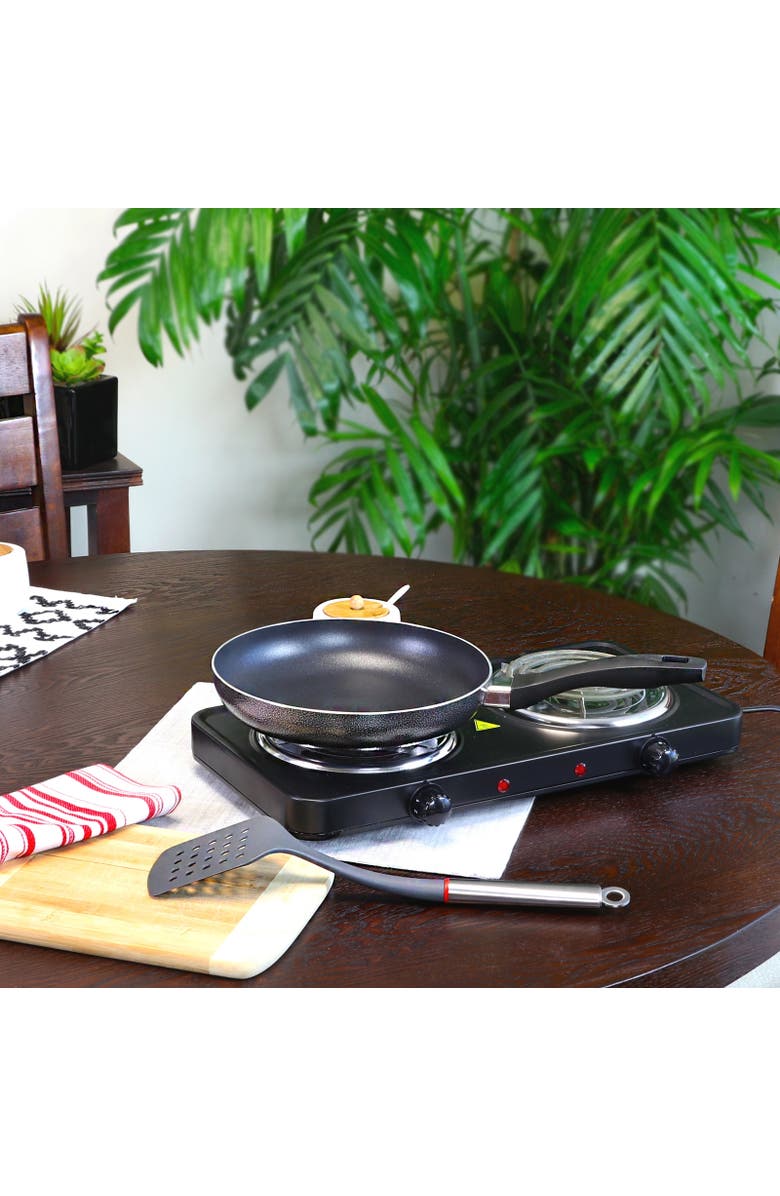 OSTER Clairborne 9.5 Inch Aluminum Hammer Tone Frying Pan, Alternate, color, Charcoal Grey