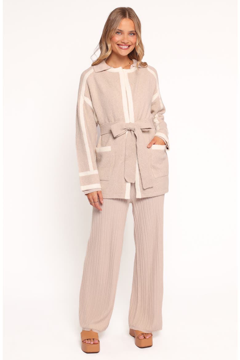 Maloney Tie Waist Cardigan, Alternate, color, BEIGE