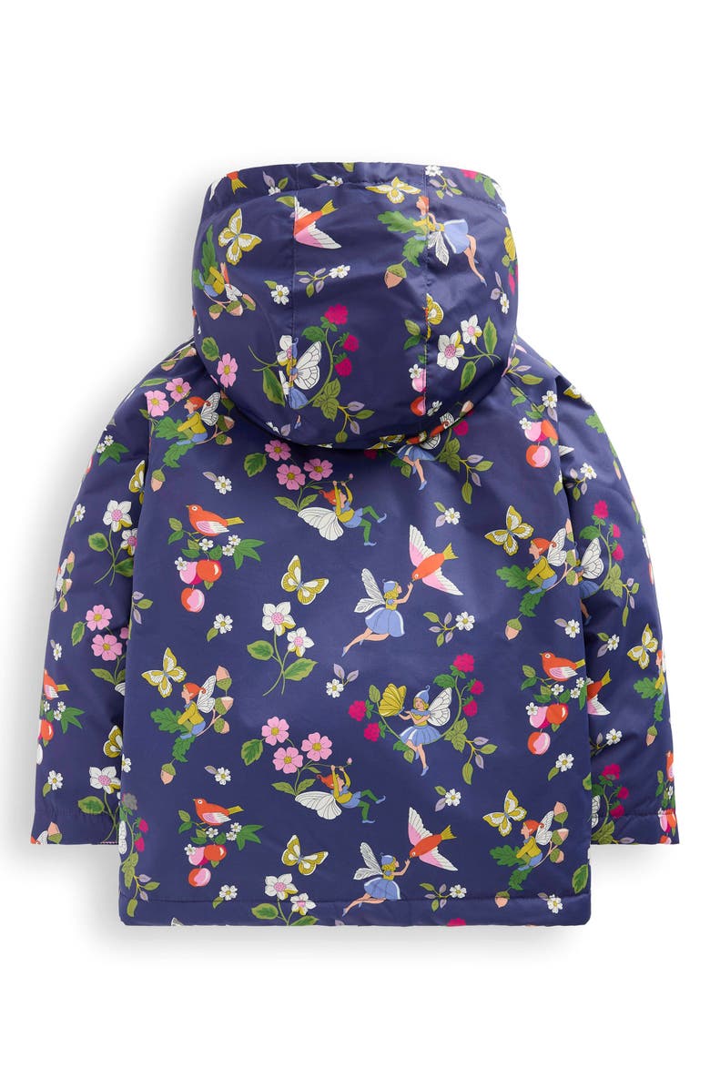 Mini Boden Kids' Graphic Hooded Coat, Alternate, color, Navy Fairies