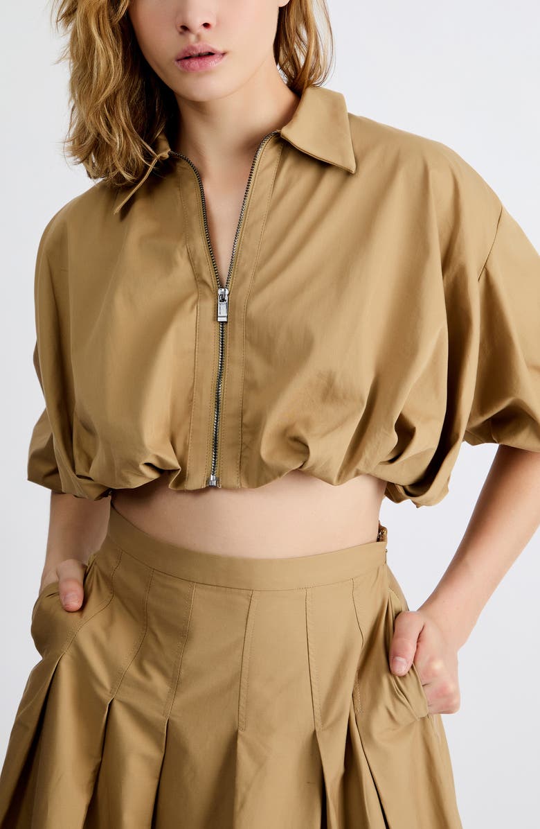 Extro & Vert Indie Zip-Up Crop Top, Alternate, color, Toffee