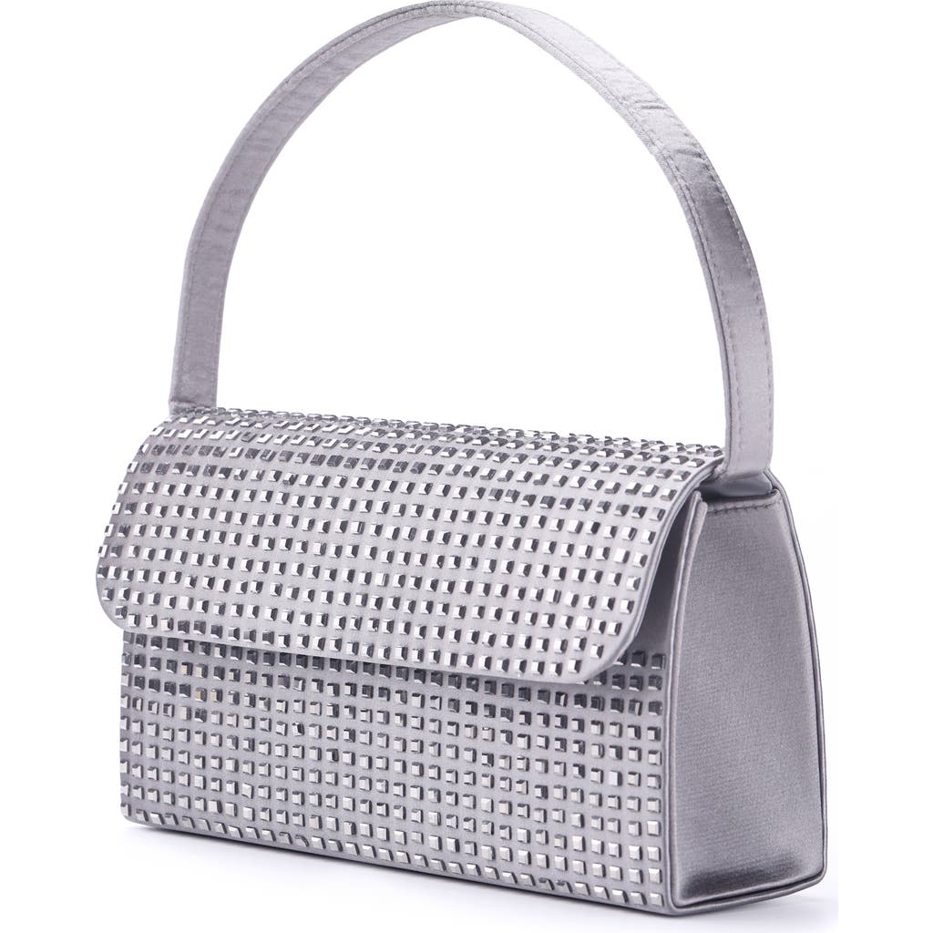 Lady Couture Rhinestone Covered Satin Handbag In Gray