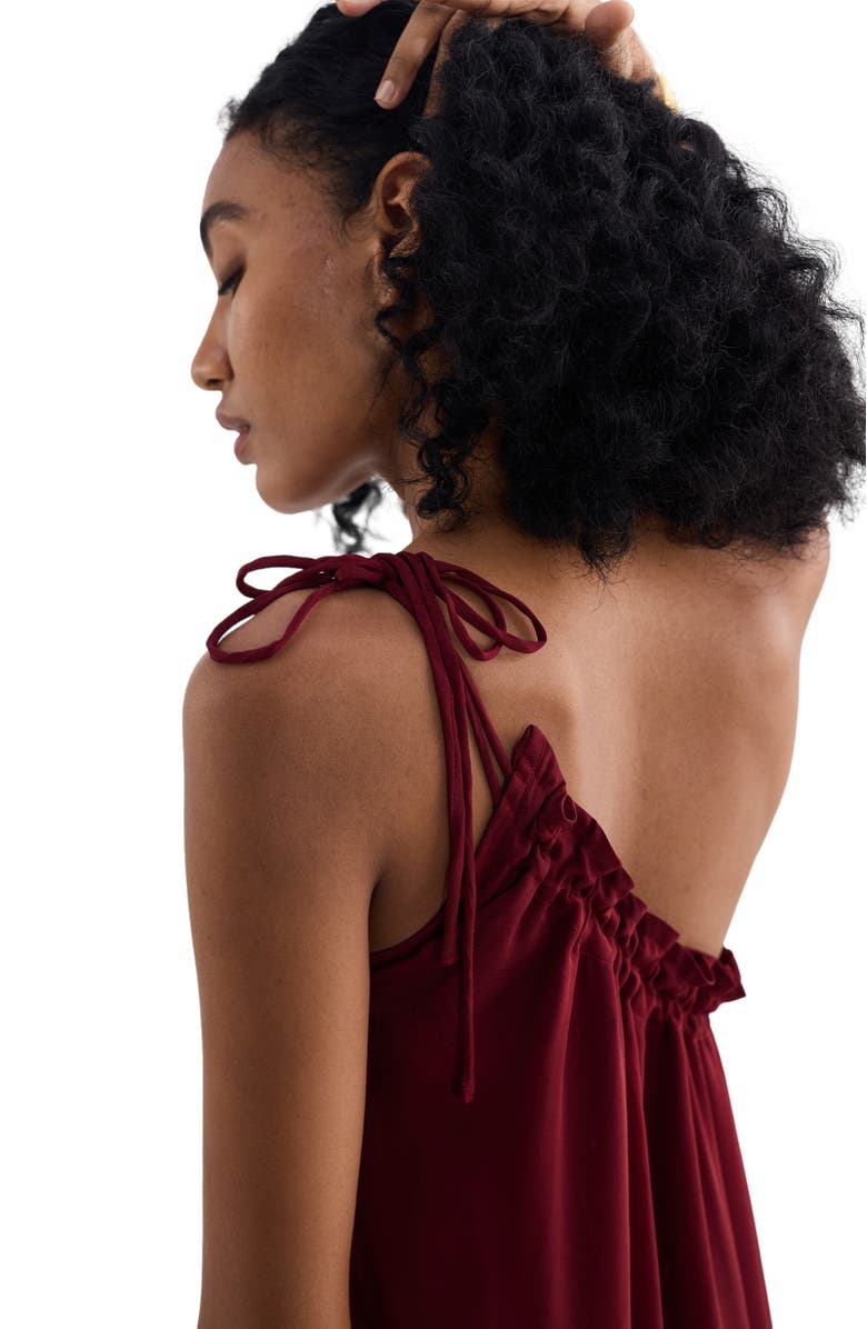 Reistor One-shoulder Midi dress in Burgundy, Alternate, color, Burgundy