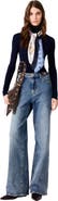 maje Wide-leg leather buckle jeans