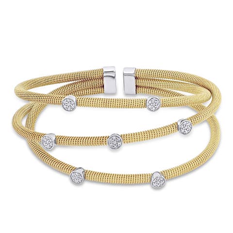Diamond Spiral Bangle 14k Yellow Gold