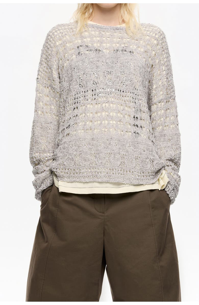 Bimba y Lola Lurex Openwork Sweater, Main, color, Silver