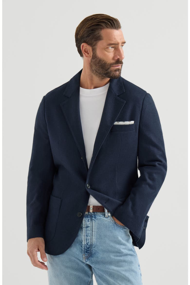 Cashmere jersey blazer with patch pockets, Main, color, Cobalt