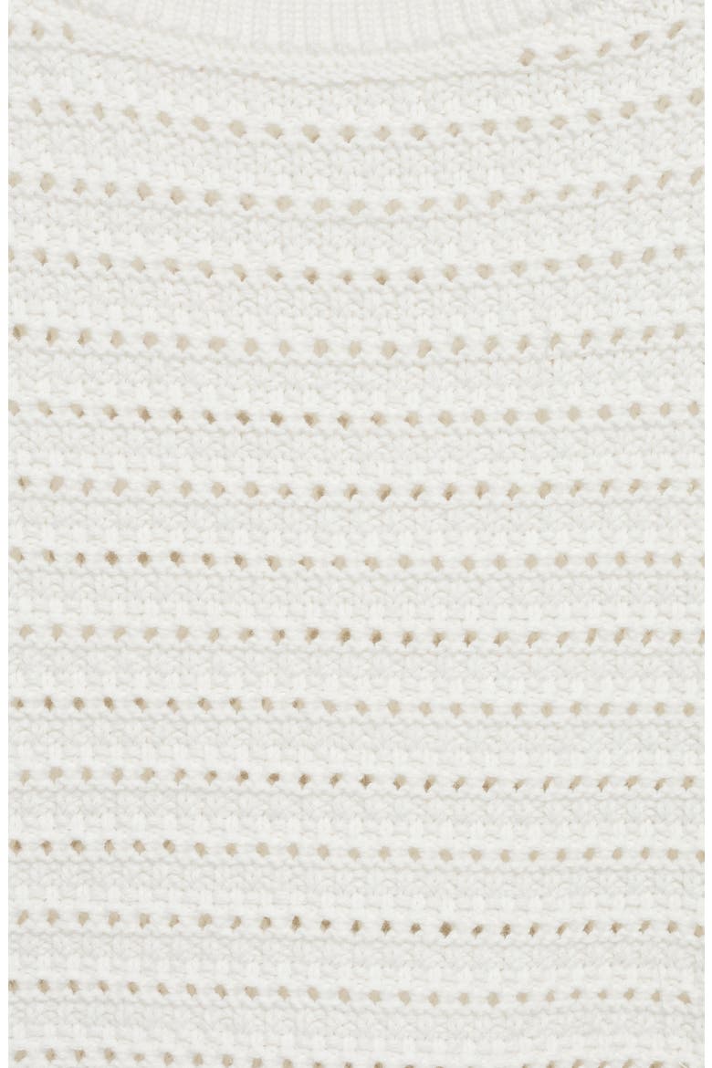 Open Stitch Short Sleeve Crop Cotton Sweater, Alternate, color, OFF WHITE