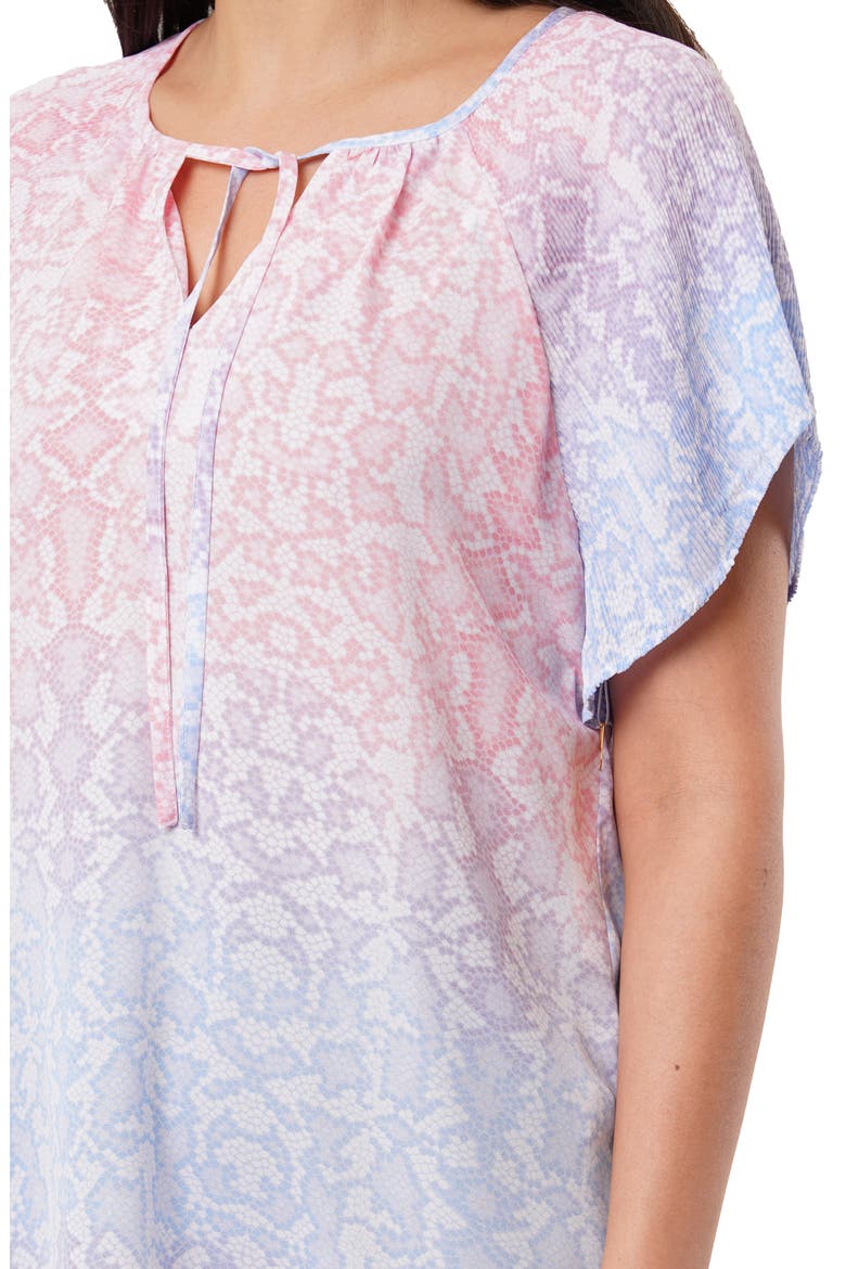 Tie Front Short Sleeve Top, Alternate, color, TILED SNAKESKIN