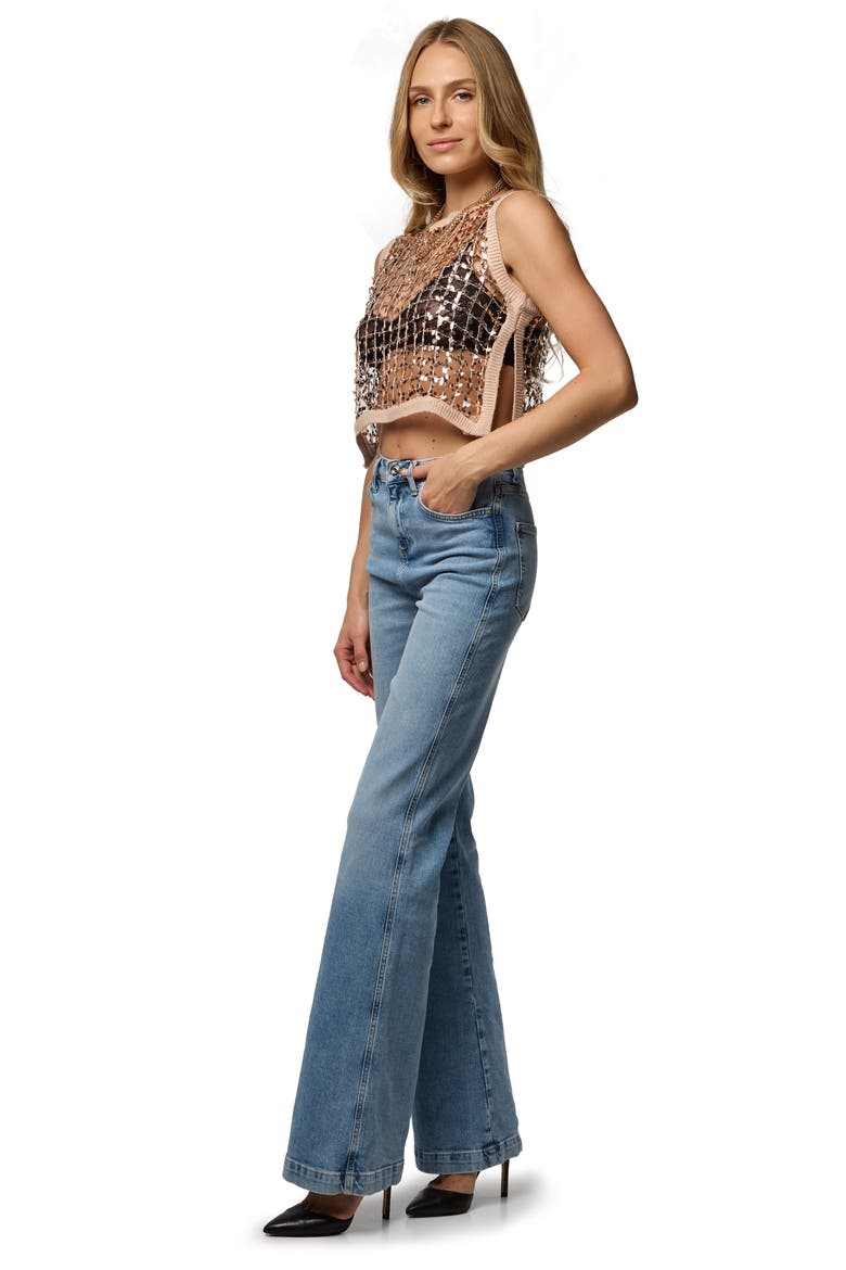 Embellished Cropped Openwork Sweater Vest, Alternate, color, BLUSH