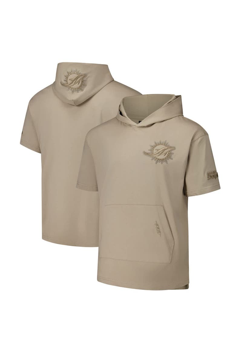 Men's Pro Standard Tan Miami Dolphins Neutrals Capsule Short Sleeve Pullover Hoodie, Main, color, Tan