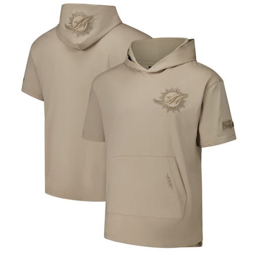 Pro Standard Tan Miami Dolphins Neutrals Capsule Short Sleeve Pullover Hoodie In Brown
