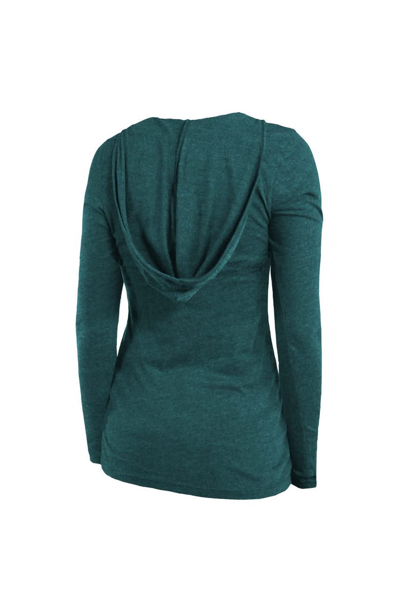 Majestic Threads Women's Majestic Threads  Midnight Green Philadelphia Eagles Super Bowl LIX Champions Hail Mary Tri-Blend V-Neck Long Sleeve Hoodie T-Shirt, Alternate, color, 