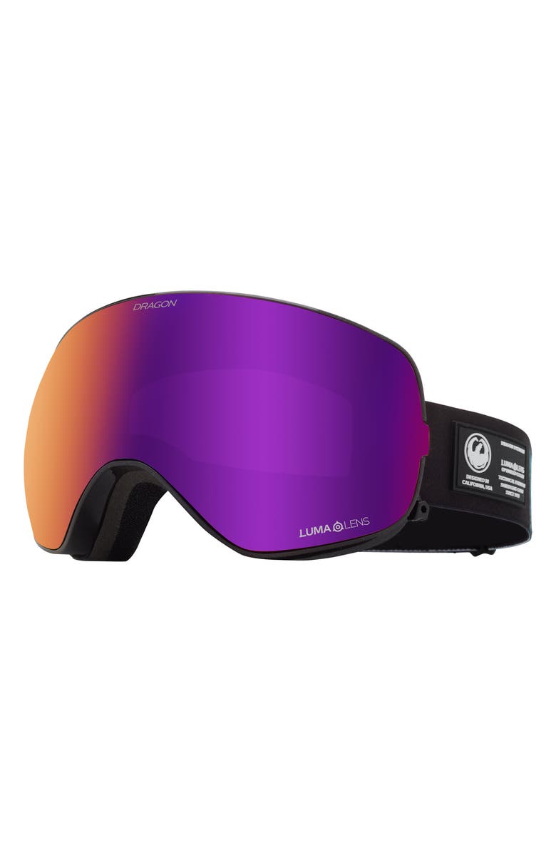 DRAGON X2S 72mm Spherical Snow Goggles with Bonus Lenses, Main, color, Blackpearl/Llpurpleionllamber