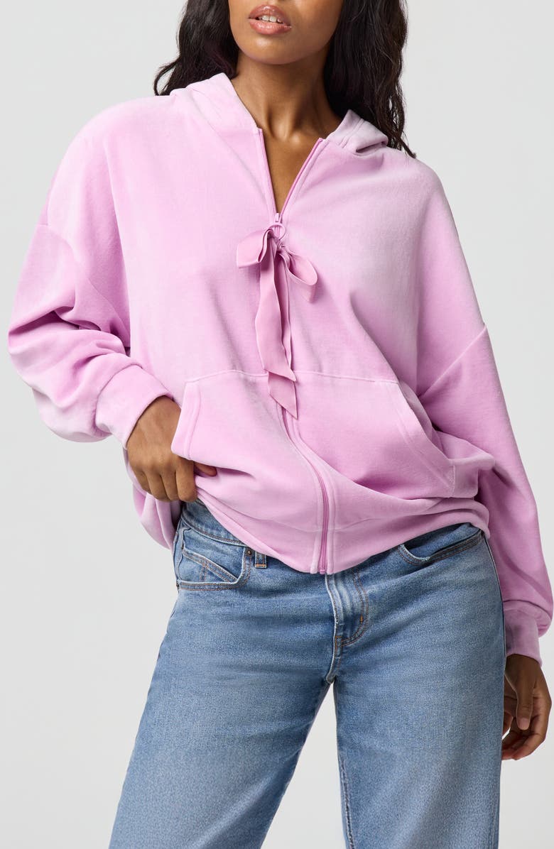 Florence by Mills Velour Bow Hoodie, Main, color, Mauve Mist