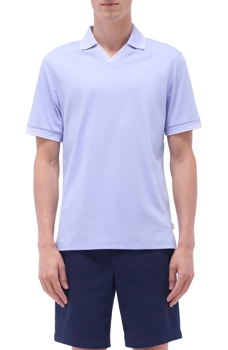Bugatchi Tipped Johnny Collar Polo, Main, color, Sky