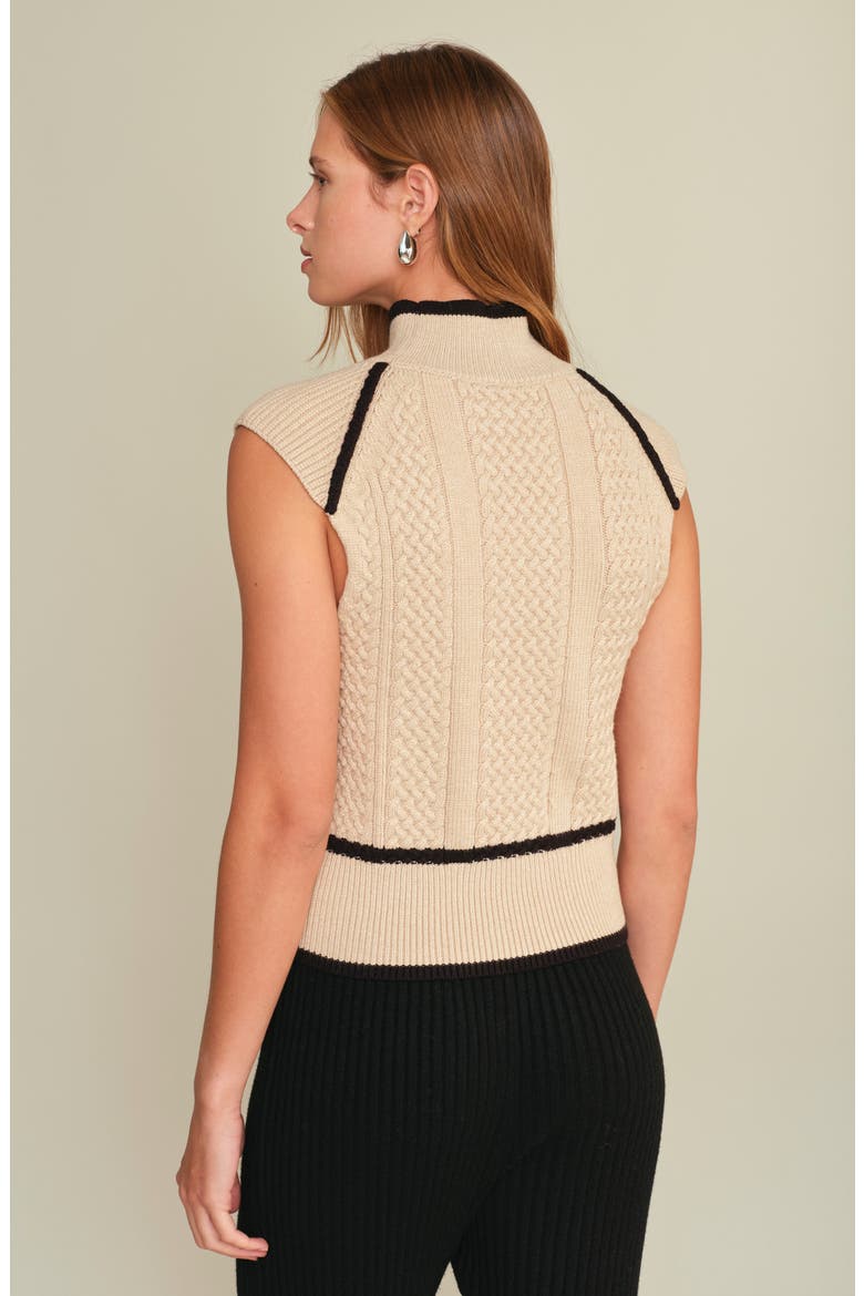 Joe Mock Neck Knit Vest, Alternate, color, ECRU MELANGE WITH BLACK