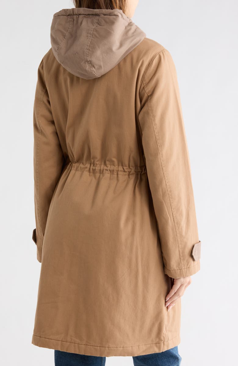 Bernardo Waterproof Hooded Raincoat, Alternate, color, Dark Camel