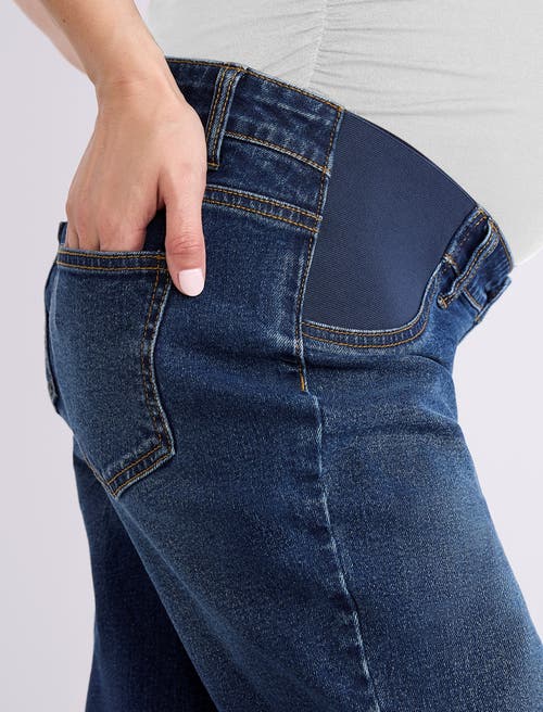 Motherhood Maternity Under The Belly Wide Leg Crop Jeans In Blue
